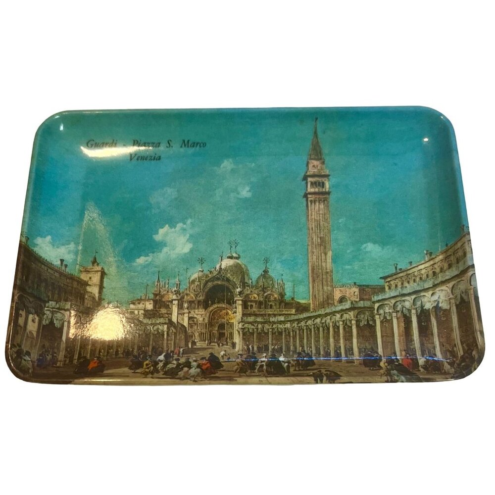 VTG Melamine Italian Tray Guardi Piazza S. Marco Venezia 6" x 4" Trinket Tray